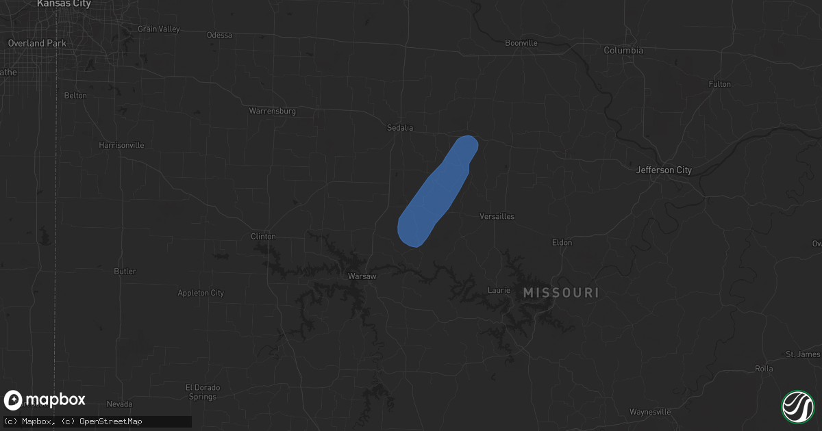 Hail map in Cole Camp, MO on April 7, 2021