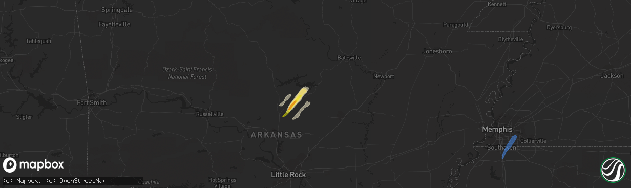 Hail map in Heber Springs, AR on April 7, 2021