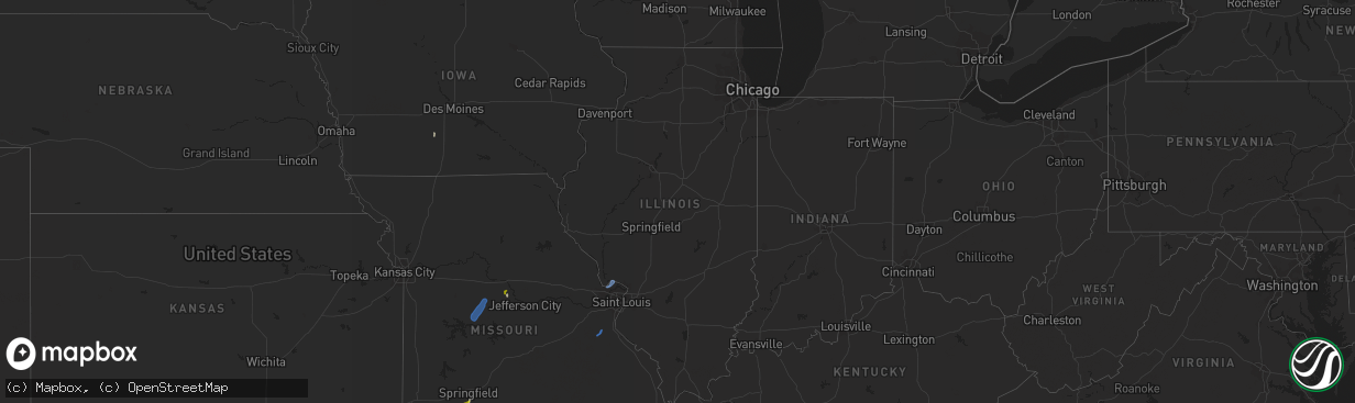 Hail map in Illinois on April 7, 2021