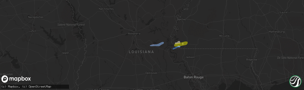 Hail map in Mansura, LA on April 7, 2021