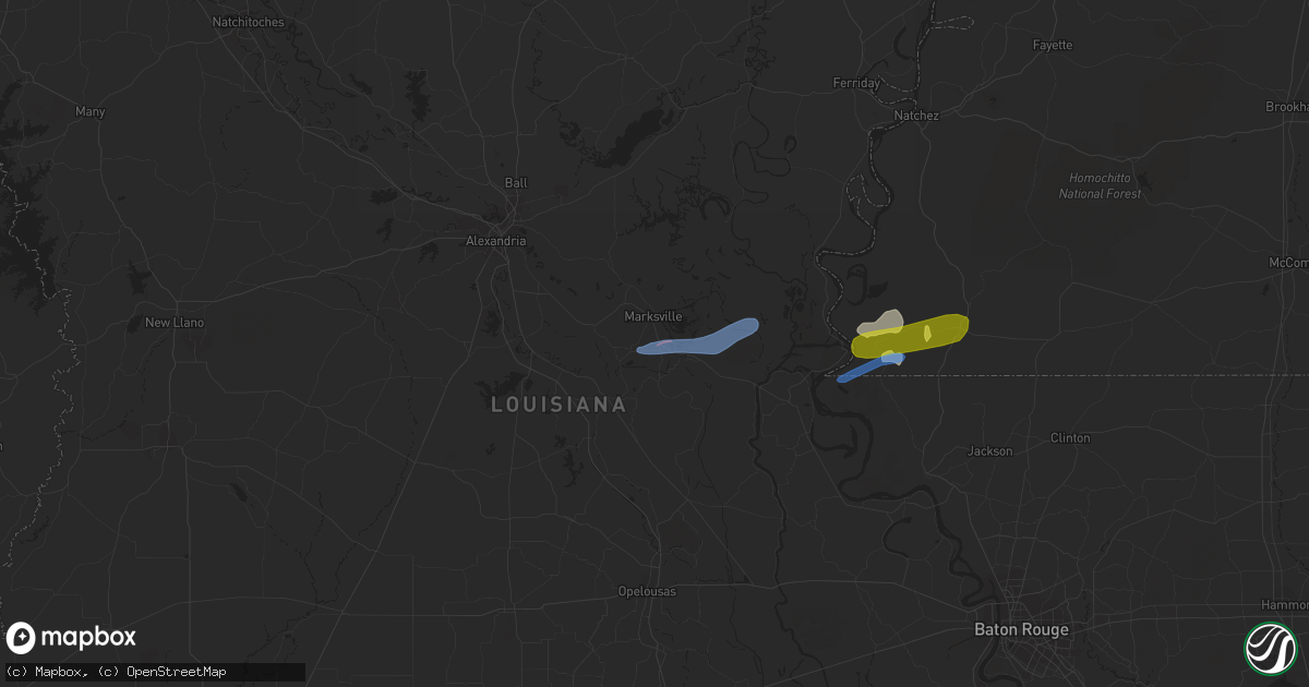 Hail map in Mansura, LA on April 7, 2021