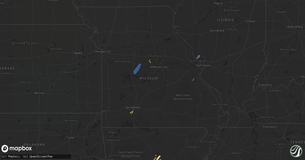 Hail map in Missouri on April 7, 2021