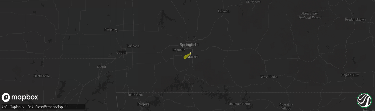 Hail map in Nixa, MO on April 7, 2021