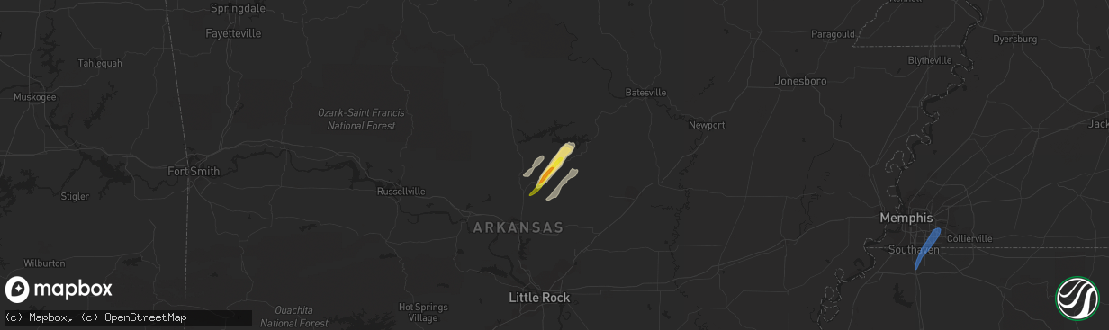 Hail map in Quitman, AR on April 7, 2021