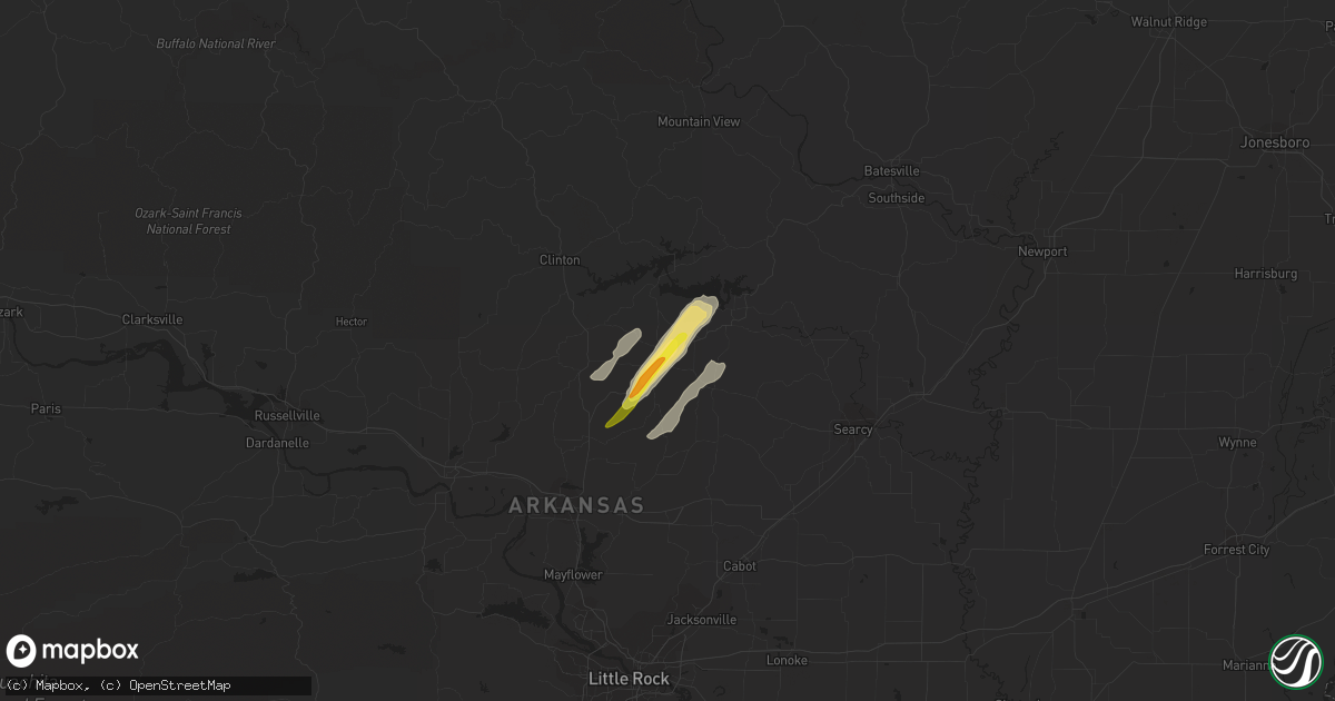 Hail map in Quitman, AR on April 7, 2021