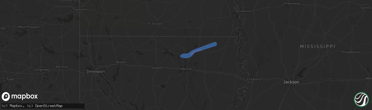 Hail map in Sterlington, LA on April 7, 2021