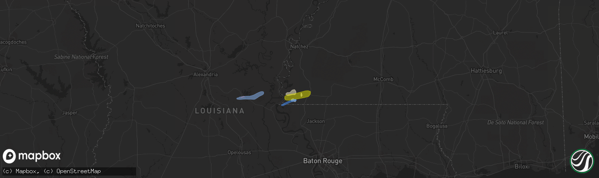 Hail map in Woodville, MS on April 7, 2021