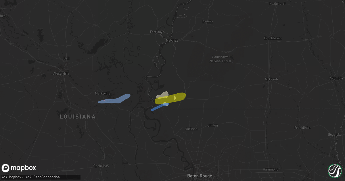 Hail map in Woodville, MS on April 7, 2021