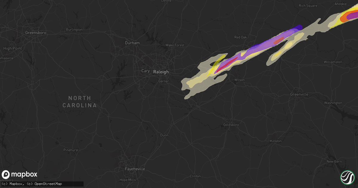 Hail map in Clayton, NC on April 7, 2022