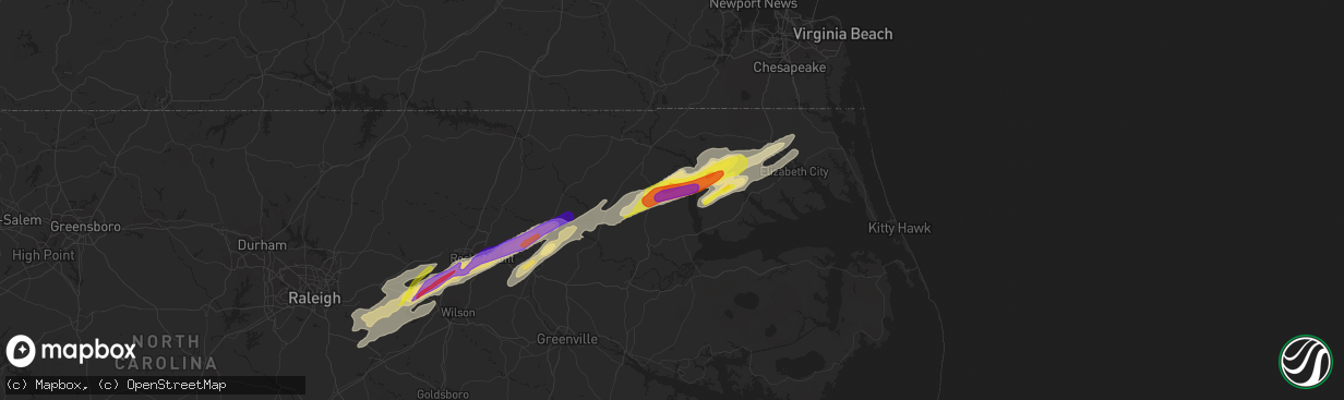 Hail map in Colerain, NC on April 7, 2022