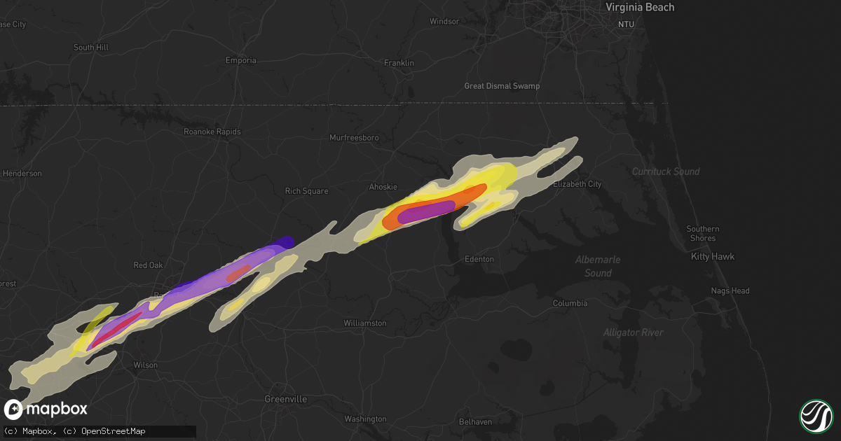 Hail map in Colerain, NC on April 7, 2022
