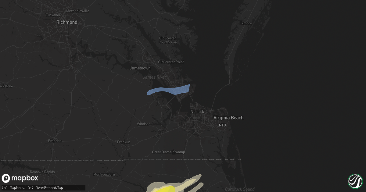 Hail map in Hampton, VA on April 7, 2022