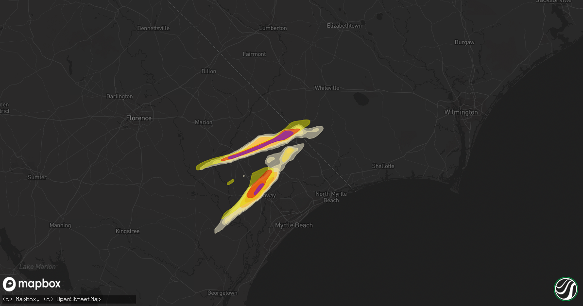 Hail map in Loris, SC on April 7, 2022