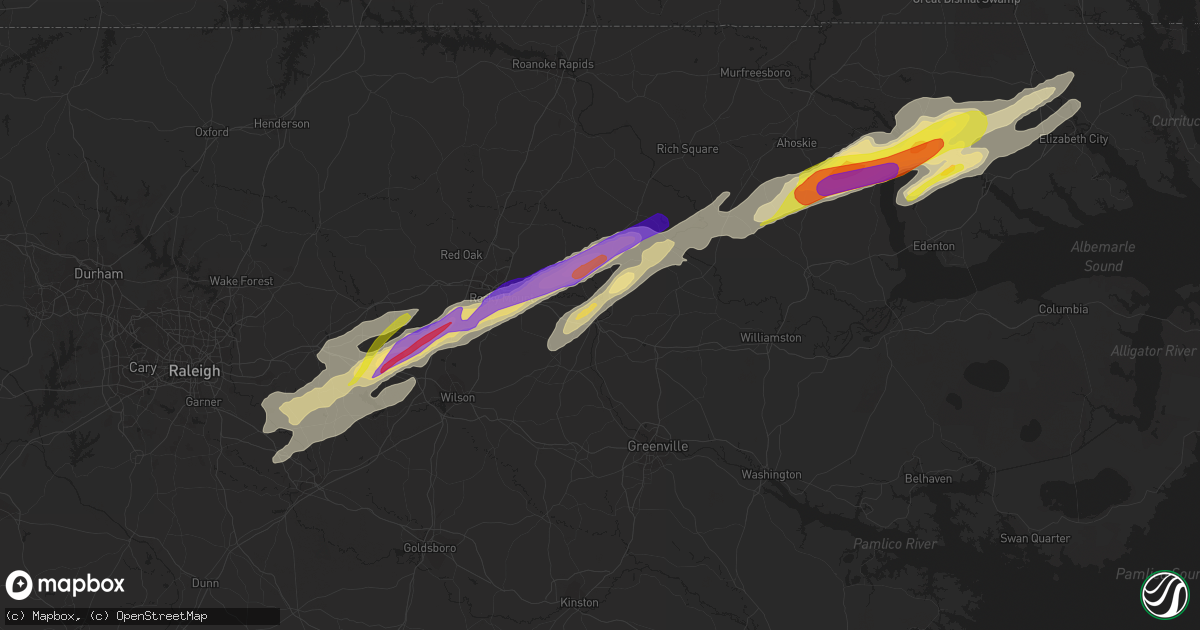 Hail map in Tarboro, NC on April 7, 2022