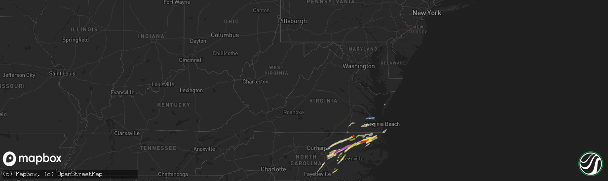 Hail map in Virginia on April 7, 2022