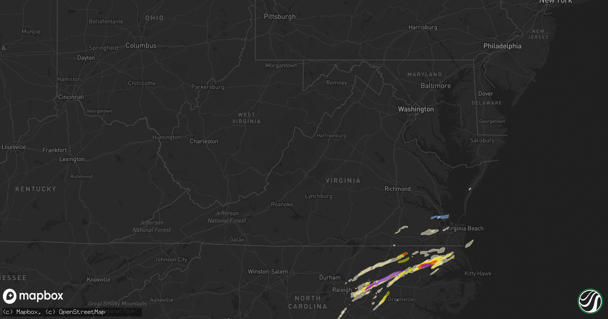Hail map in Virginia on April 7, 2022