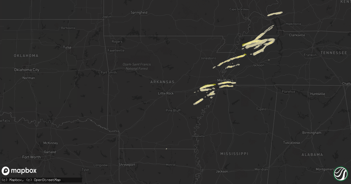 Hail map in Arkansas on April 7, 2024