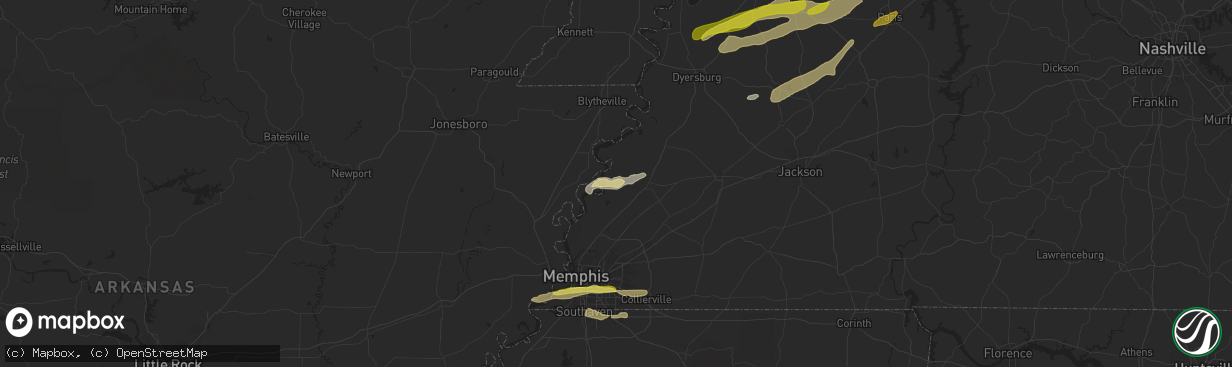 Hail map in Burlison, TN on April 7, 2024