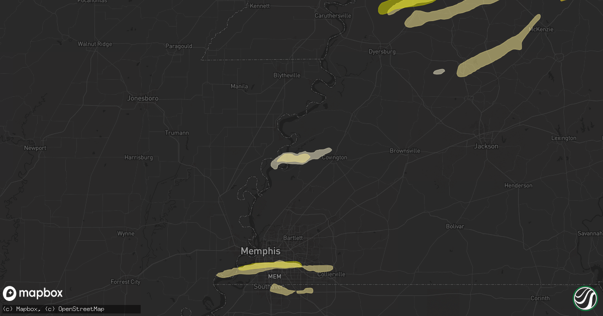 Hail map in Burlison, TN on April 7, 2024