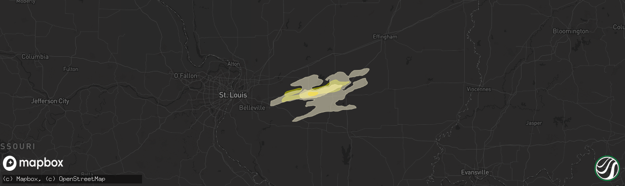 Hail map in Carlyle, IL on April 7, 2024