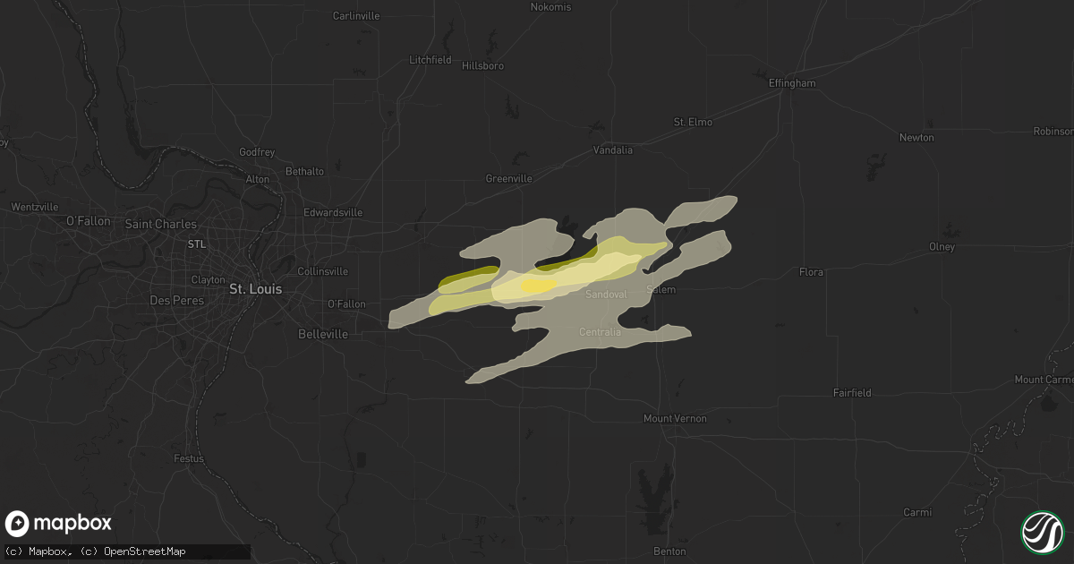 Hail map in Carlyle, IL on April 7, 2024