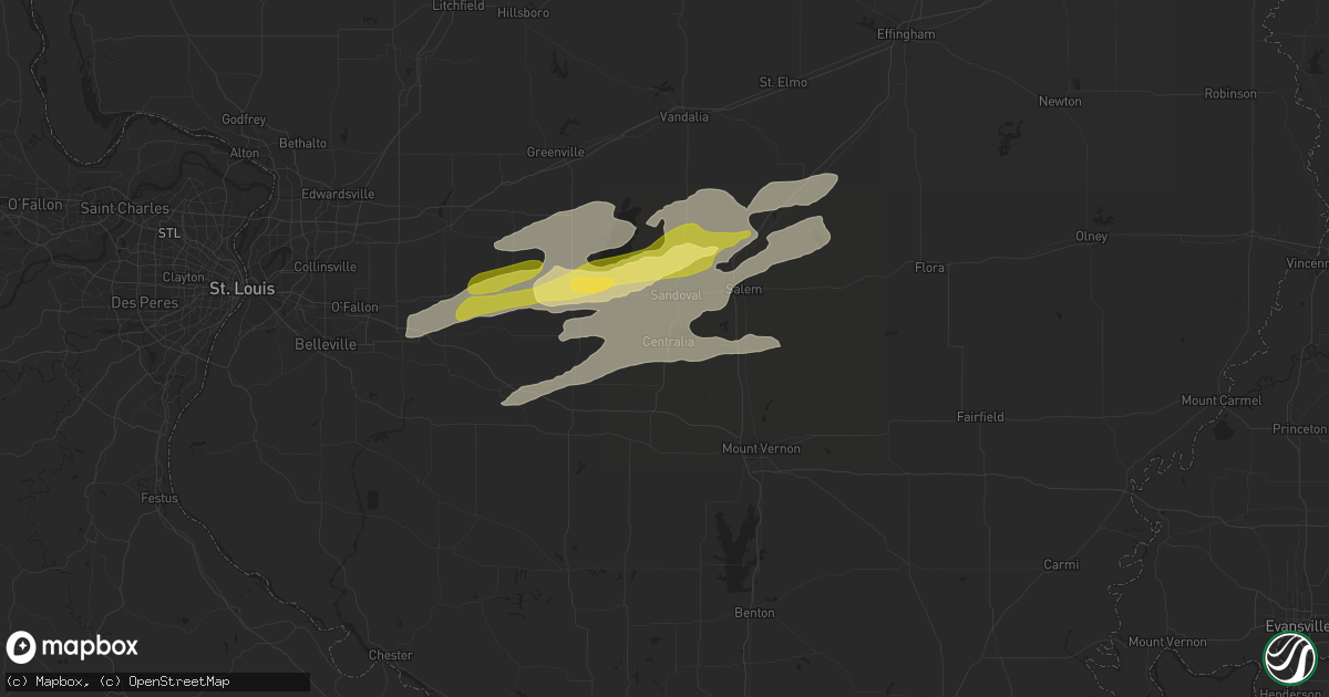 Hail map in Centralia, IL on April 7, 2024