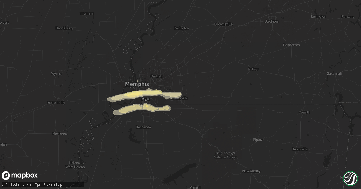 Hail map in Collierville, TN on April 7, 2024