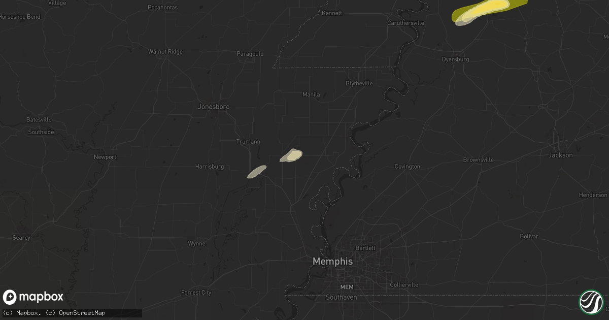 Hail map in Dyess, AR on April 7, 2024