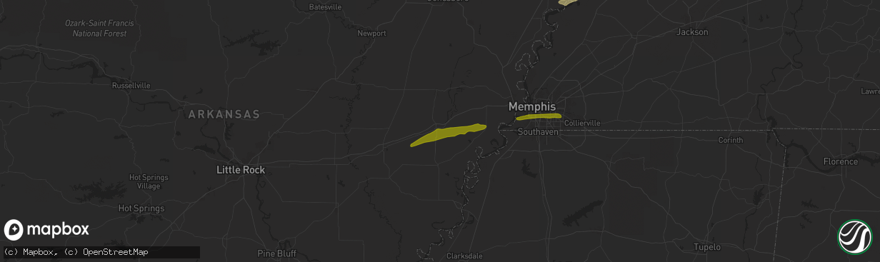 Hail map in Forrest City, AR on April 7, 2024