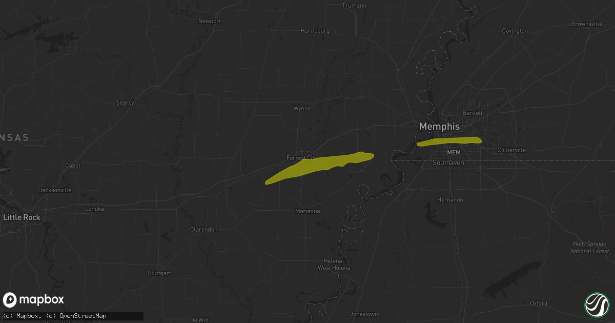 Hail map in Forrest City, AR on April 7, 2024