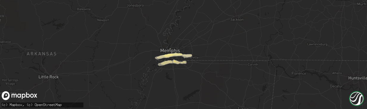 Hail map in Germantown, TN on April 7, 2024