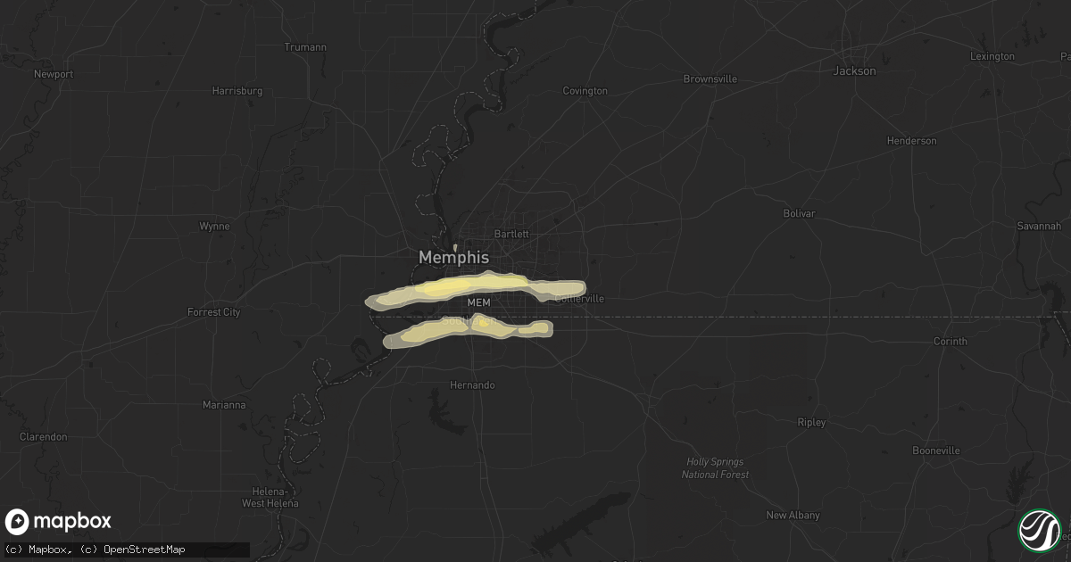 Hail map in Germantown, TN on April 7, 2024