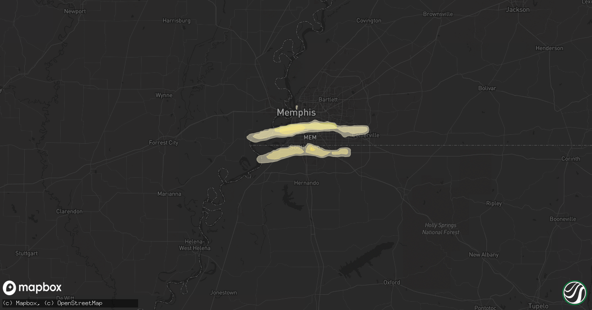 Hail map in Horn Lake, MS on April 7, 2024