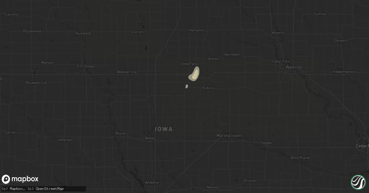 Hail map in Hubbard, IA on April 7, 2024