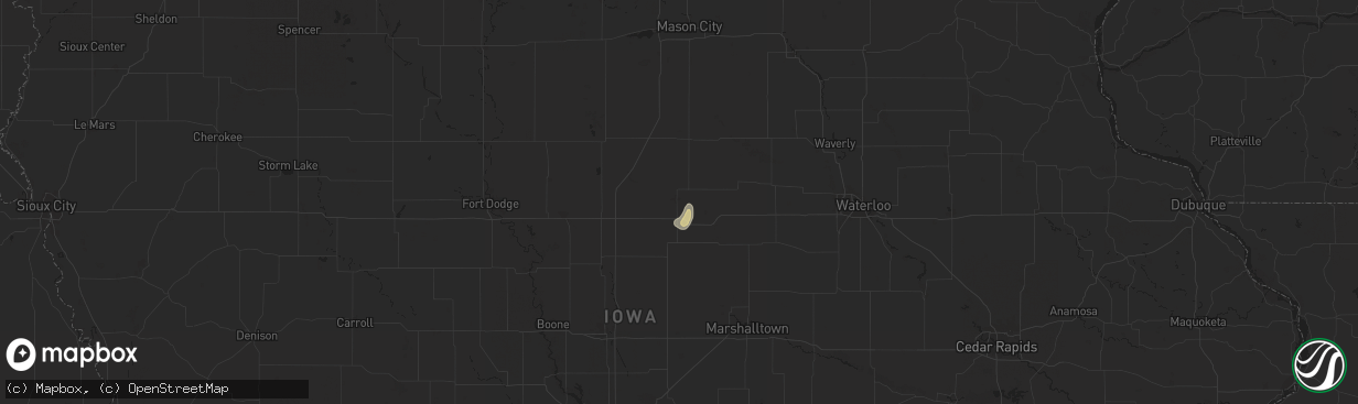 Hail map in Iowa Falls, IA on April 7, 2024