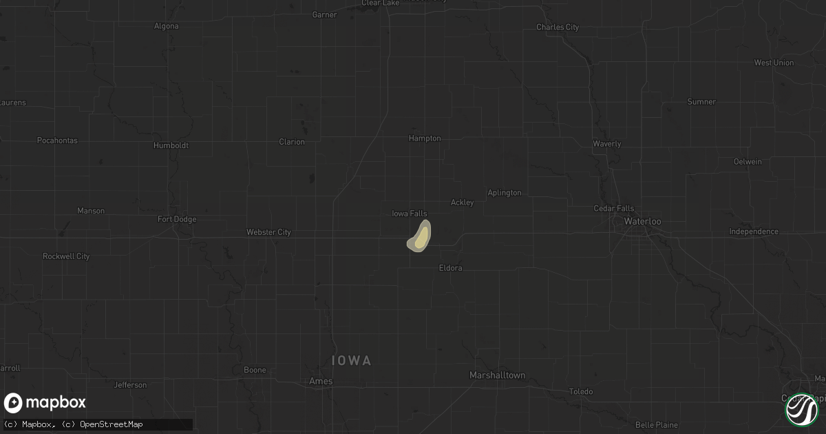 Hail map in Iowa Falls, IA on April 7, 2024