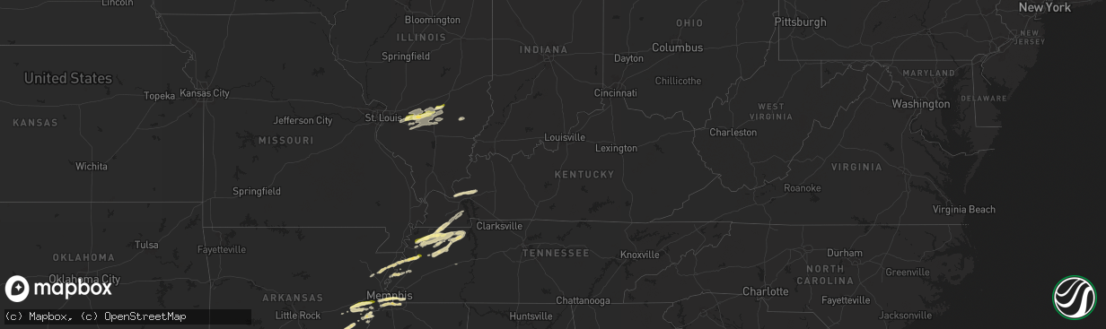 Hail map in Kentucky on April 7, 2024