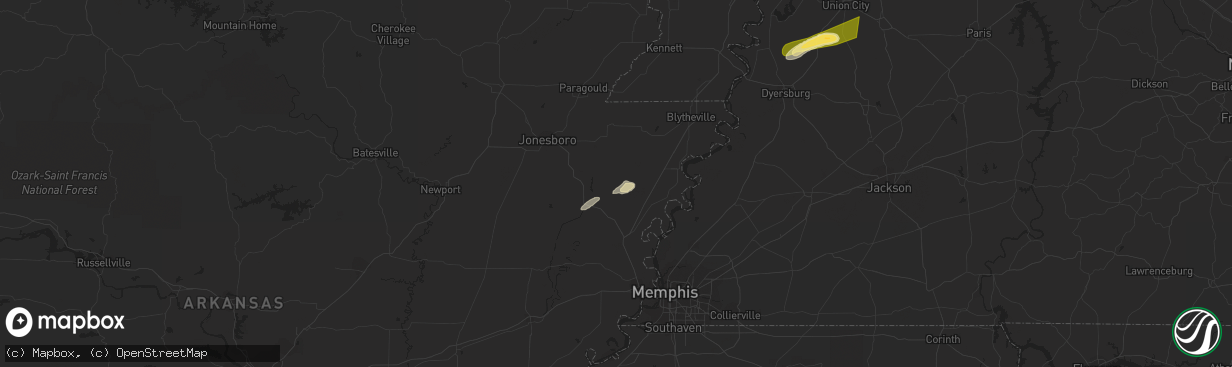 Hail map in Lepanto, AR on April 7, 2024