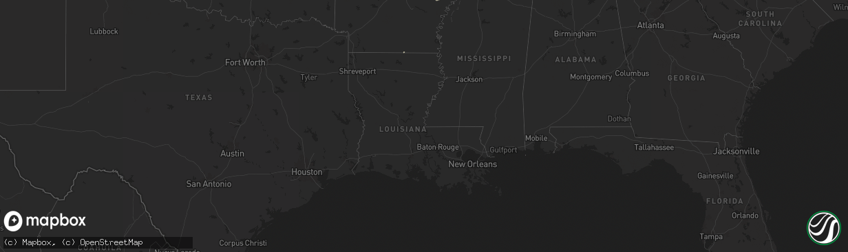 Hail map in Louisiana on April 7, 2024