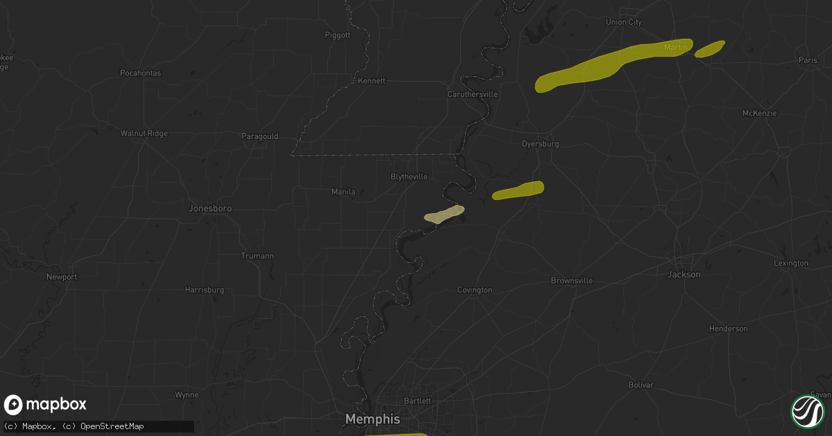 Hail map in Luxora, AR on April 7, 2024