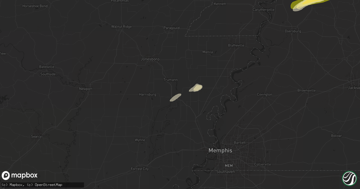 Hail map in Marked Tree, AR on April 7, 2024