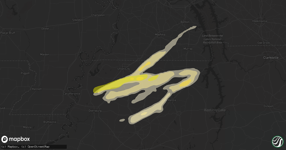 Hail map in Martin, TN on April 7, 2024