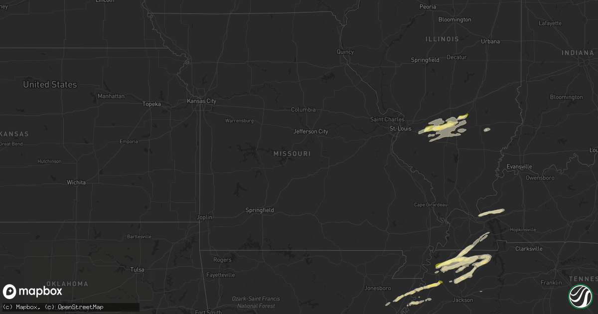 Hail map in Missouri on April 7, 2024