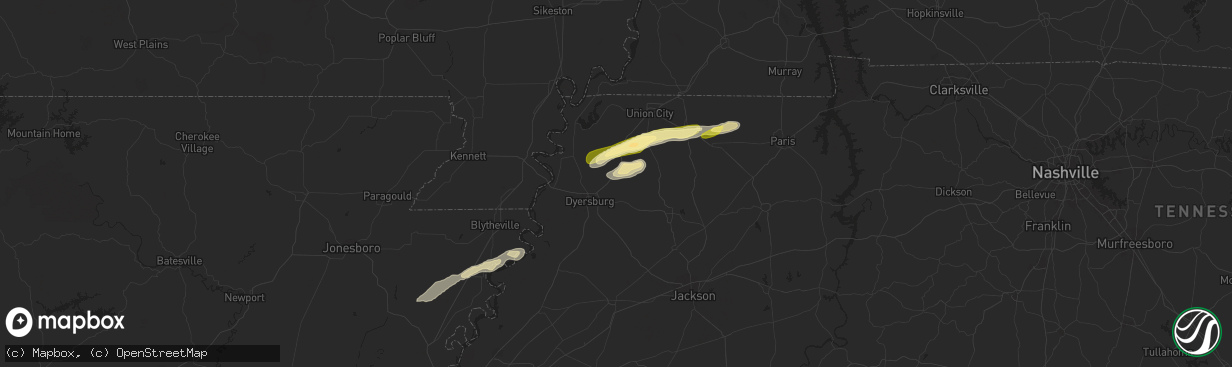 Hail map in Newbern, TN on April 7, 2024
