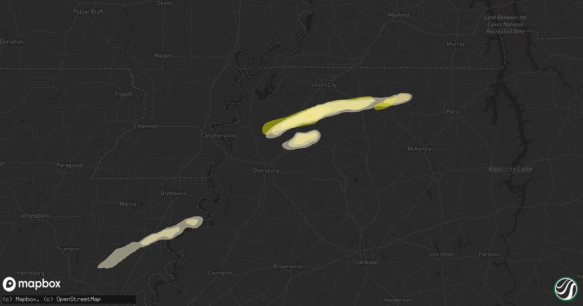 Hail map in Newbern, TN on April 7, 2024