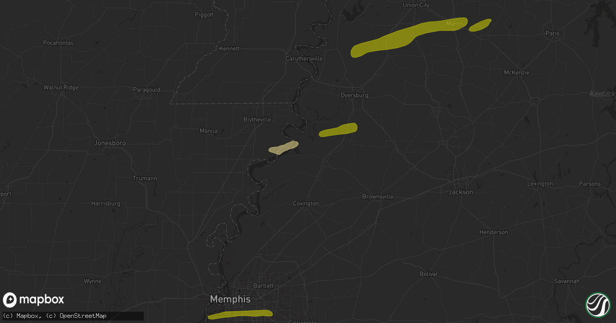 Hail map in Ripley, TN on April 7, 2024