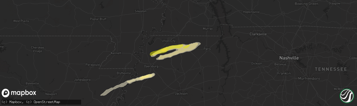 Hail map in Sharon, TN on April 7, 2024