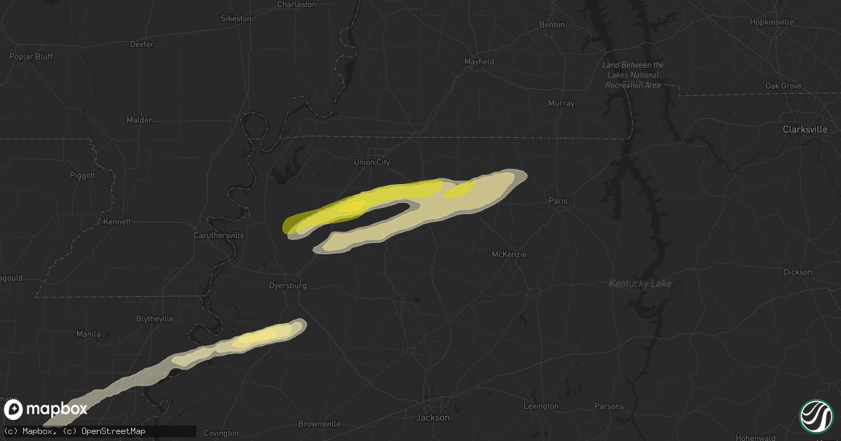 Hail map in Sharon, TN on April 7, 2024