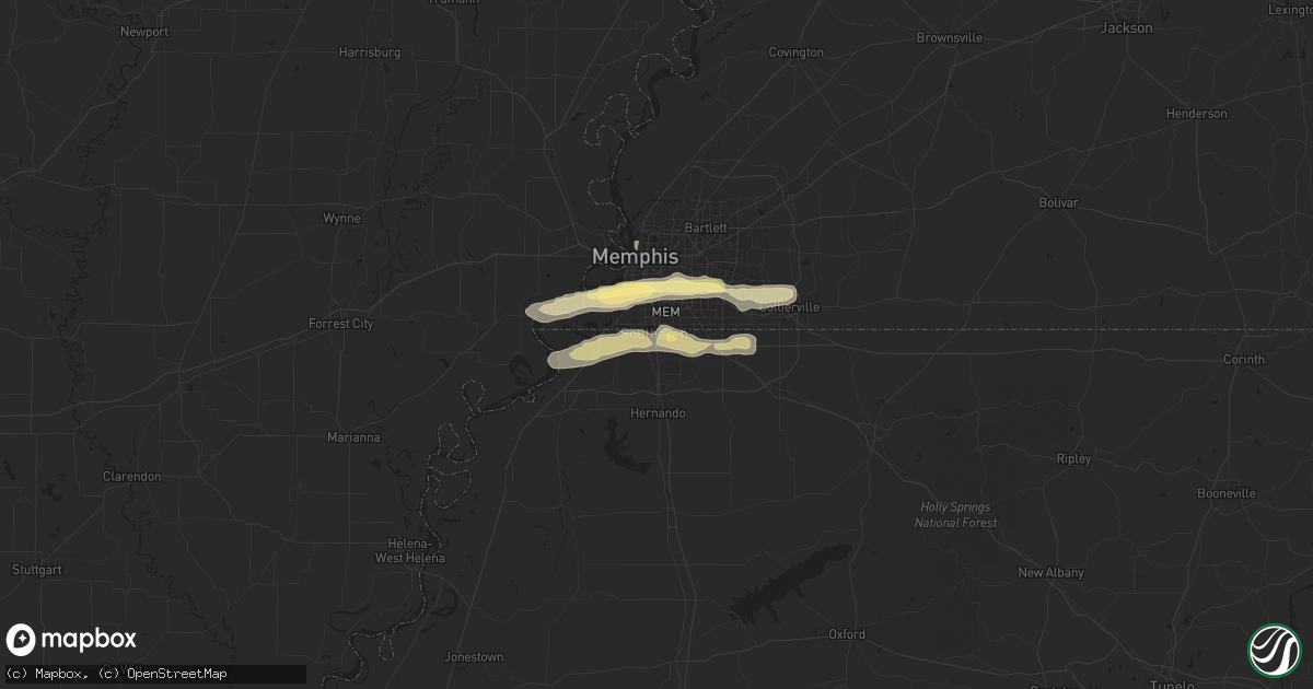 Hail map in Southaven, MS on April 7, 2024