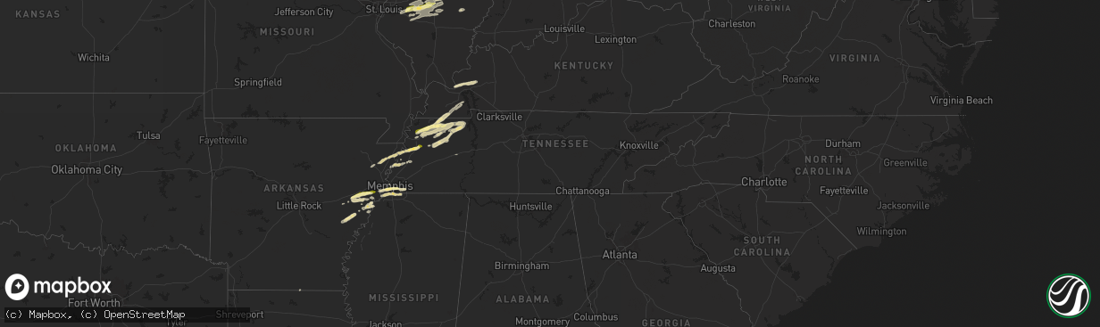 Hail map in Tennessee on April 7, 2024